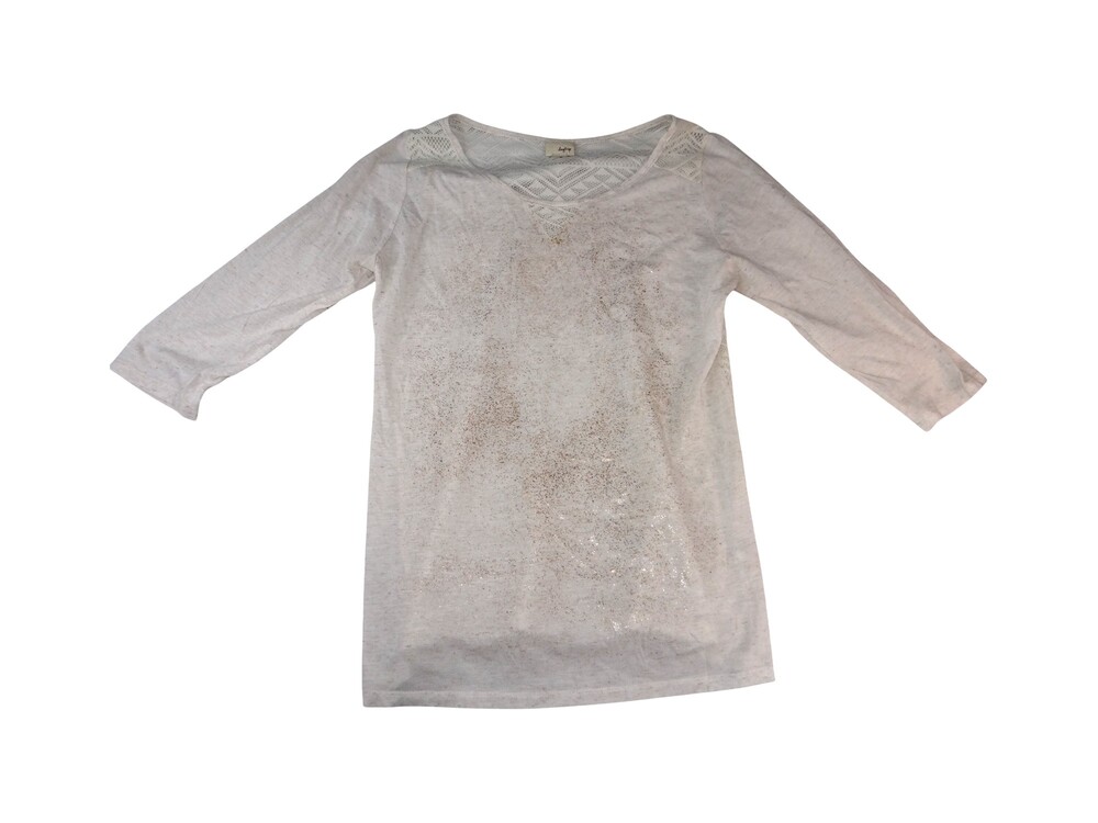 daytrip Large White Lace Long Sleeve Top Glitter Speckled Pattern